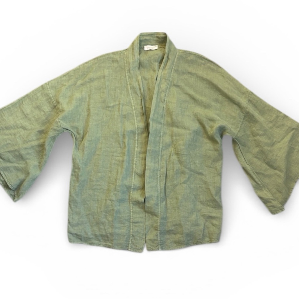 Lara Guidotti 100% Linen Kimono Women’s One Size Army Green Made in Italy READ